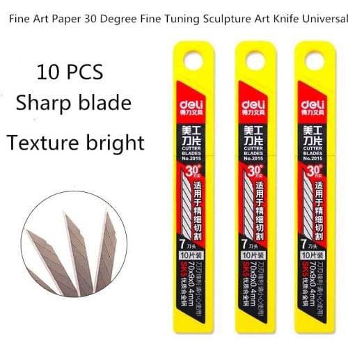 Deli 10 pieces of small size paper cutter blade 30 degree alloy steel blade