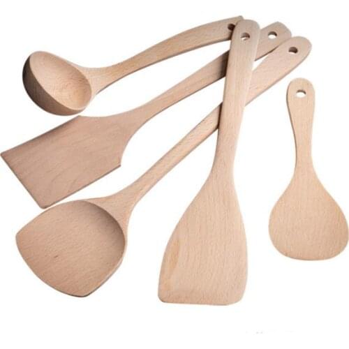 Wood Spoon Spatula Eco Friend Wooden Kitchen Utensil Scoop Cooking Fry Mixing Shovels Long Handle Baking Spatula Spoons SN452