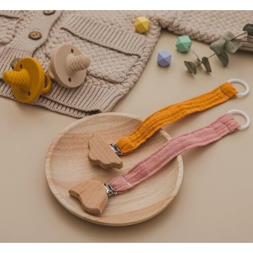 Baby Pacifier Chain Animals Wooden Clip Geometric Crochet Beech Wood Baby Teething Nursing Dummy Clips Chain Birthday Gifts