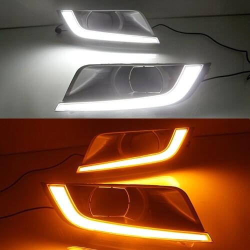 CSCSNL 1Pair for Ford Ranger Wildtrak 2015 2016 2017 2018 LED DRL Daytime Running Light Daylight Fog Head yellow turn Lamp