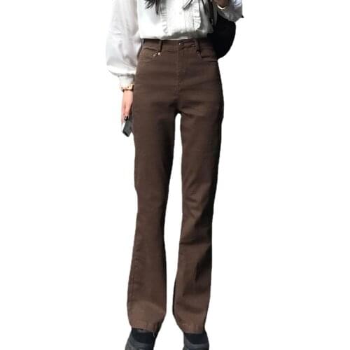 Autumn High Waist Spring Korean Vintage Autumn Denim EA Pants 2021 Streetwear Plus Size Elastic Women Jeans Denim Trousers