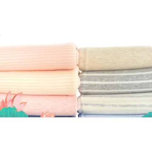 Printed Cotton Knitted Jersey soft type A cotton Stripes and plain colors Fabric for DIY baby clothes 50x170cm