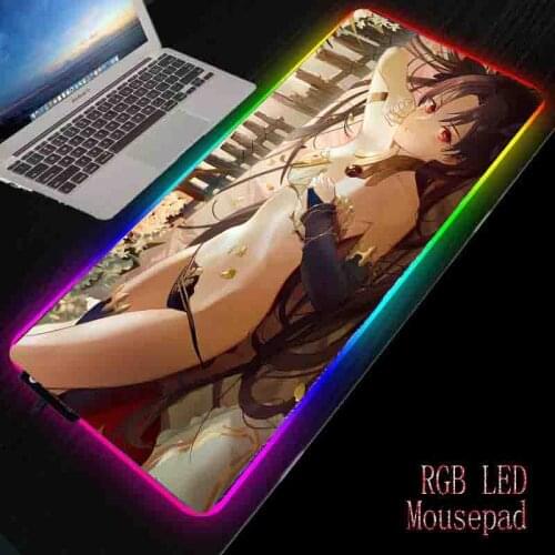 XGZ Sexy Anime Girl Game Mouse Pad RGB Big Mouse Pad Game Player Computer Mouse Pad Led Backlight XXL Keyboard Placement Pad