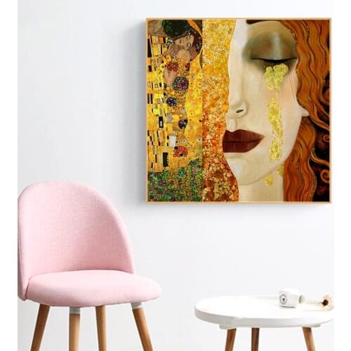 Gustav Klimt Famous Painting Golden Tears and Kiss Canvas Paintings Wall Art Prints Pictures for Living Room Home Decor Cuadros
