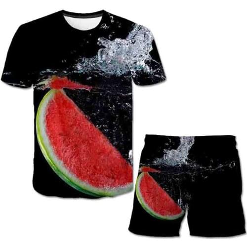 2021 Summer New Boy 3d Printed Candy Suit Pattern T-shirt Short Sleeve + Shorts Boys And Girls Beach Pants Sports Suit Jogging