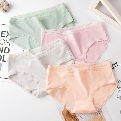 Summer Thin Panties Female Cotton Seamless Briefs Japanese Style Mid-Rise Underpant Young Girls Womens Intimates