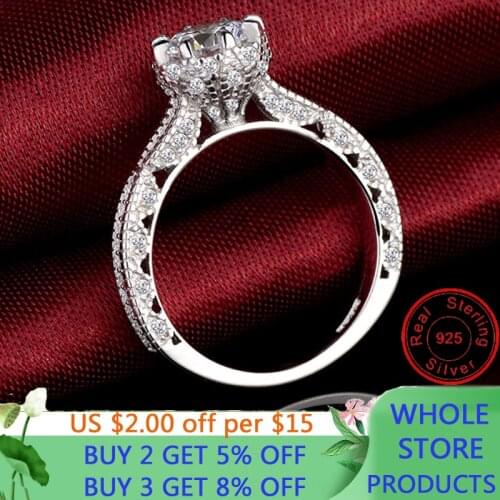 LMNZB New Design Vintage Luxury 925 Sterling Silver Wedding Engagement Lab Diamond Rings For Women Finger Jewelry Gift LR072