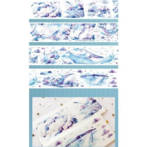 1 Loop 5cmx90cm Cloud Whale in the Ocean Sea Masking Tape
