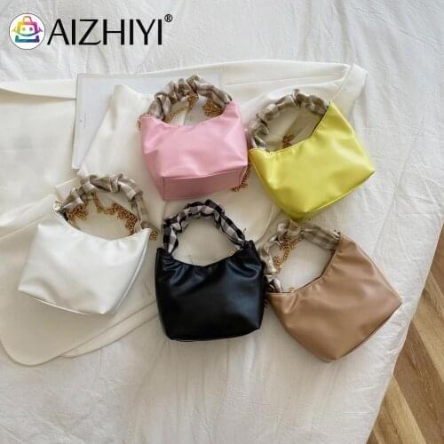 Fashion Women PU Leather Hit Color Chain Shoulder Crossbody Messenger Bag Casual Ladies Small Pleated Plaid Top-handle Handbags