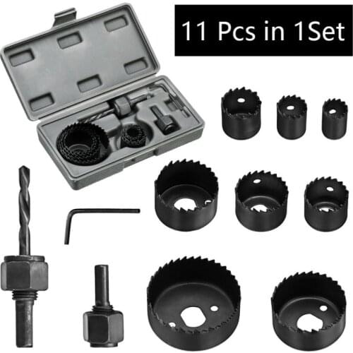 11PCS/Set Hole Saw Drill Bit Kit 3/4" To 2 1/2" Mandrel Wood Sheet Metal Plastic Carbon Steel Widely Durable High Quality Hole