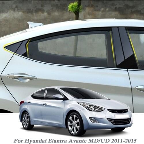 8pcs Car Styling For Hyundai Elantra Avante MD/UD 2011-2015 Car Window Trim Sticker Middle Column Stickers PVC Auto Accessories