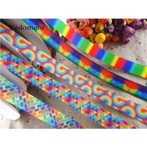 17092040,New arrival 7/8" (22mm) 10 yards/lot rainbow printed grosgrain ribbons cartoon ribbon DIY handmade materials