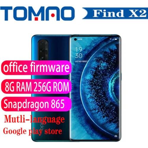 Original New Oppo Find X2 5G Cell Phone Snapdragon 865 Android 10.0 6.7" 3168X1440 120hz 8GB RAM 256GB ROM 48.0MP 65W