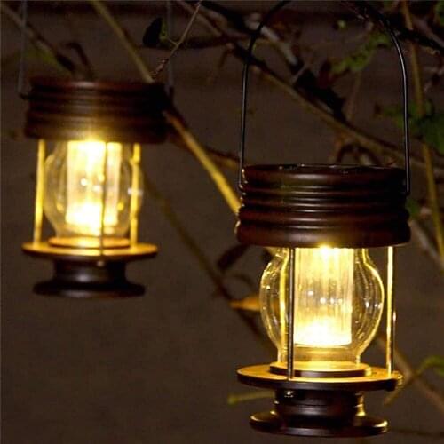 Solar Retro Lanterns Outdoor Hanging Solar Lights with Handle Solar Table Lamp for Pathway Yard Patio Porch Garden Decoration