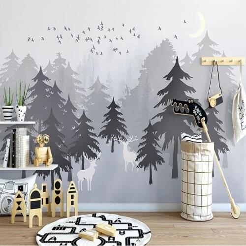Custom Mural Wallpaper 3D Hand Painted Forest Elk Wall Painting Living Room TV Sofa Bedroom Home Decor Papel De Parede 3 D Sala