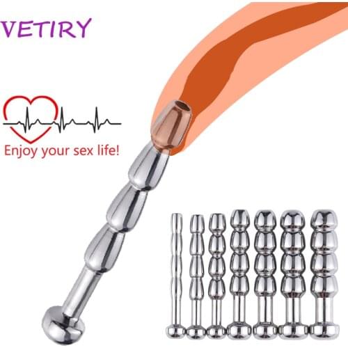 VETIRY Male Penis Plug Urethra Catheter Metal Urethral Stretcher Urethral Sound Dilator Penis Plug Erotic Sex Toy For Men