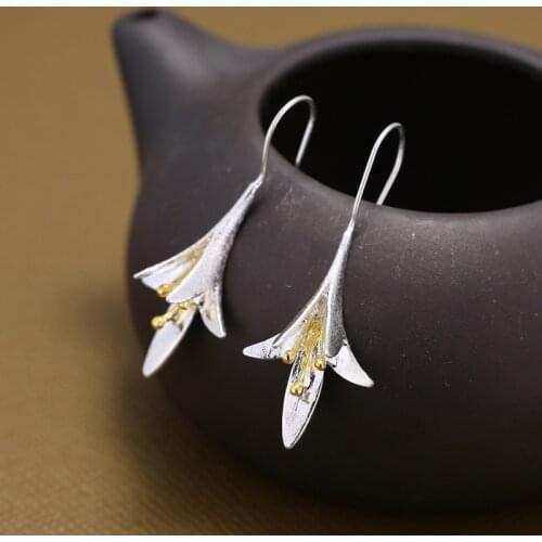 Thailand Craft Flower Fresh Cute 925 Sterling Silver Temperament Personality Fashion Female Earring SEA010