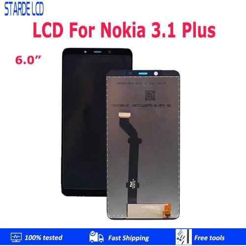 STARDE Replacement LCD For Nokia 3.1 Plus LCD Display Touch Screen Digitizer Sense Assembly Frame 6"