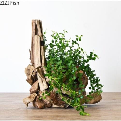 Modern Handmade Wooden Vases Decor Living Room Home Furnishings Indoor Soil Culture Potted Creative Flower Vase Home Decoration
