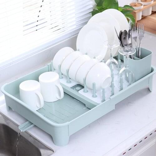 Dish Rack Drain Rack Household Kitchen Retractable Dish Rack Plastic Dish Rack Tableware Storage Box
