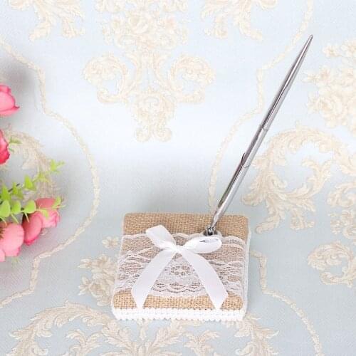 Wedding Accessories Linen Wedding Guest Book And Pen Sets Brand For Wedding Decoration Event Party Supplies