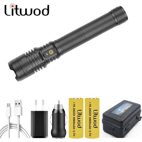 XHP90.2 LED Flashlight USB Rechargeable Zoom Torch Power Bank Function Aluminum Tactical 18650 or 26650 Battery Lantern Litwod