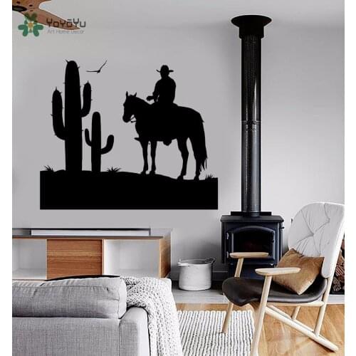 YOYOYU Wall Decal Vinyl Art Home Decor Wall Decal Cowboy Wild West Cactus Boy Room Decoration Removebale Mural Poster YO586