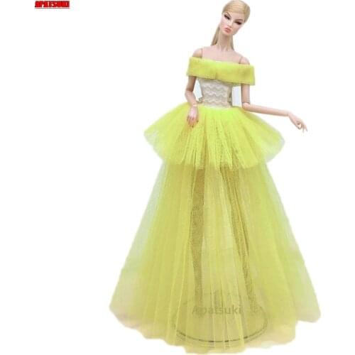 Yellow Multi-layer Wedding Dresses For Barbie Doll Clothes Fashion Doll Outfits Dress 1/6 BJD Dolls Accessories Kids Toys