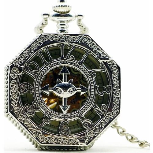 Steampunk Pocket Watch Clock Women Wind Up Mechanical Hand Wind Smooth Silver Pendant white Dial Simple Stylish