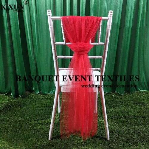 10pcs Tutu Fabric Chair Sash Tie Bow Out Door Chiavari Chair Wedding Event Party Banquet Decoration