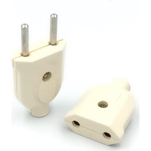 2 Pin EU Plug Male Female electronic Connector Socket Wiring Power Extension Cord Plug Connector Adapter Detachable Rewireable