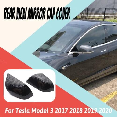 2pcs Shell Rearview Car Styling High Quality Side Mirror Cover Caps for Tesla Model 3 2017 2018 2019 2020 Carbon Fiber Pattern