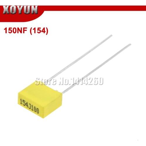 20PCS Correction Capacitor 150NF 154J 100V 150NF154 5mm Polypropylene Safety Plastic Film Capacitor New original