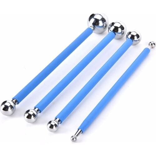 4Pcs Stainless Molding Ball Tool Sticks Sugar Craft Fondant Cake Decorating Kit Kitchen Dessert Decoration Supplies Flower Molds