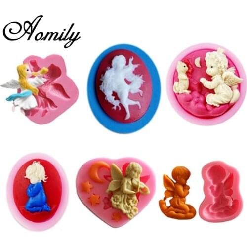 Aomily 6pcs/Set Angel Pray Silicone Cake Molds Cake Decorating Mold Fondant Chocolate Sugar Mould Handmade Soap Mold Baking Tool