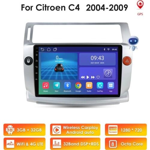 2 DIN Android Car Stereo for Citroen C-Triomphe C-Quatre 2004 - 2009 Radio Wifi Steel Wheel Control GPS Navigator USB Multimedia