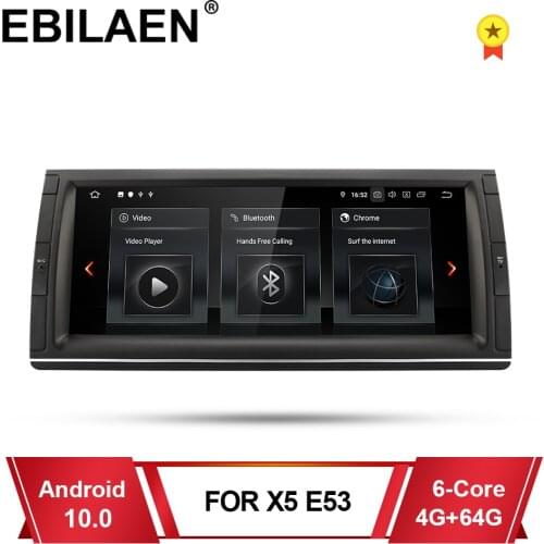 EBILAEN Android 10.0 Car Multimedia Player For BMW X5 E53 E39 Autoradio Navigation GPS 10.25' IPS Screen Six Core Head Unit 4G