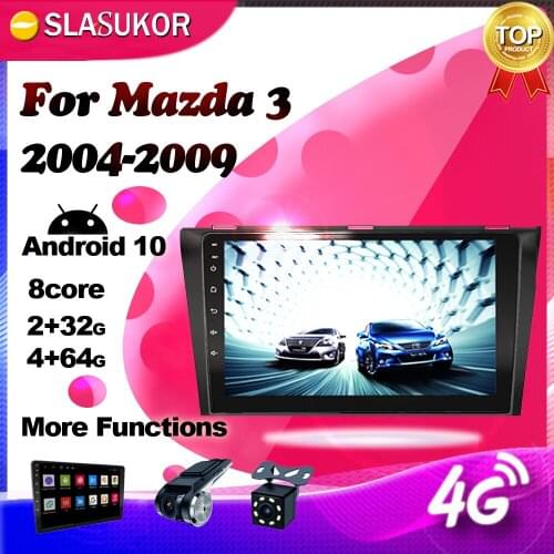 6+128G Android 10.0 Auto Multimidia Video Player DSP Car Play Car Radio GPS For Mazda 3 bk 2004 2005 - 2009 DVD No 2 Din 2din