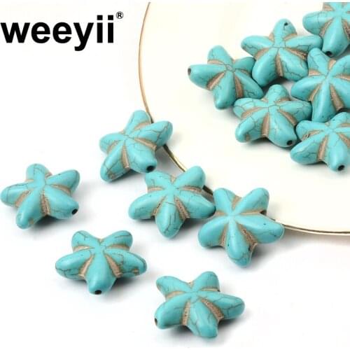 20mm Natural Stone Starfish Turquoises Loose Stone Beads For Jewelry Handmade Making DIY Bracelet Necklace Accessories