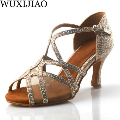 WUXIJIAO brand Latin dance high boots shoes soft sole shoes salsa ballroom ladies mesh dance shoes Cuba high heels
