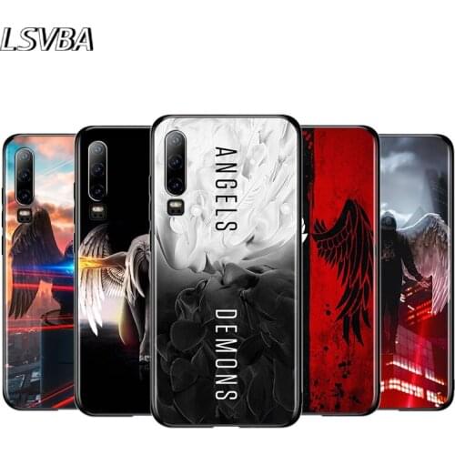 Cool Angel wing For Huawei P40 P30 P20 P10 P9 P8 Lite E 5G 2017 2019 Pro Plus Black Phone Case