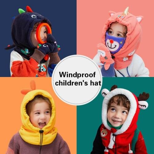 Unicorn Babys Cap Kids Baby Boy Girl Hooded Scarf Caps Hat Winter Boys Girls Scarf Bib Ear Protection One-piece Cap For Babies