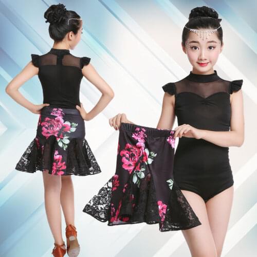 Flower Girl Latin Dance Dress For Girls Ballroom Dancing Dress Girl Competition Dancewear Kids Kid Dance Costumes Set