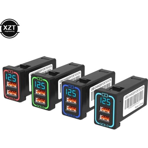Dual USB Quick QC3.0 Adapter Car Charger With LED Display Phone Auto Vehicle Car-Charger For Toyota