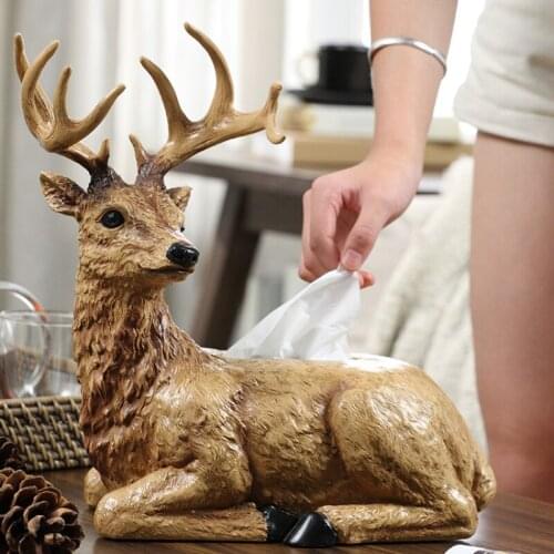 European-style Tissue Box Living Room Desktop Coffee Table Decoration Modern Home Decoration Simulation Deer Sculpture Paper Box