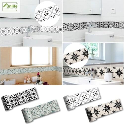 Funlife® Astra Black Pattern Wall Border Wall stickers Tile stickers Home Decoration Waterproof Self-Adhesive Bathroom Kitchen