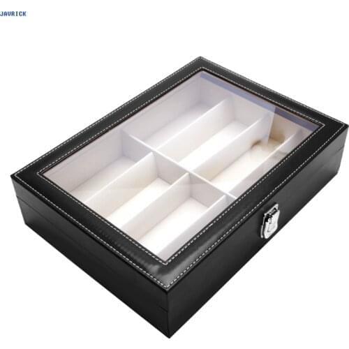 8 Slots Eyeglasses Sunglasses Faux Leather Storage Organizer Display Case Box