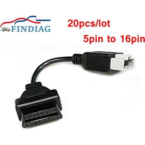Hot Selling For Honda OBD 2 Diagnostic Cable Set For Honda 5Pin Adapter to OBD2 Extension Cable 16Pin Female Connector 20pcs/lot