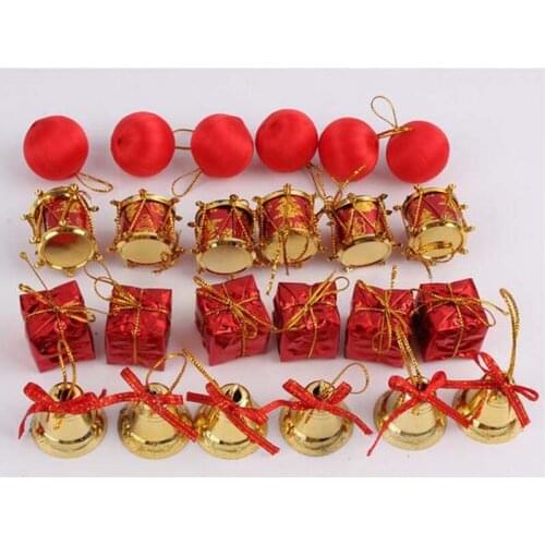 Hot Sale Pretty 24Pcs/pack 4 Kinds Red Christmas pendant accessories Christmas tree decorations shopping mall Christmas pendant