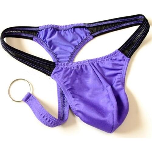 Penis Ring Sexy Men G-string and Thongs Internal or External Loop Sexy Low Waist Funny Underwear for Sex GAY
